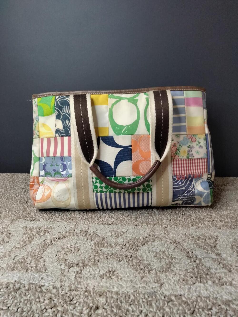 Coach Hamptons Weekend Patchwork Canvas Tote Bag 10454 Purse - Picture 2 of 9